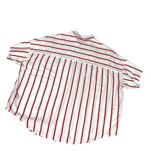 Rag & Bone Relaxed Fit Shirt Button Down Short Sleeve Stripe Women's L Red White - Picture 2 of 11